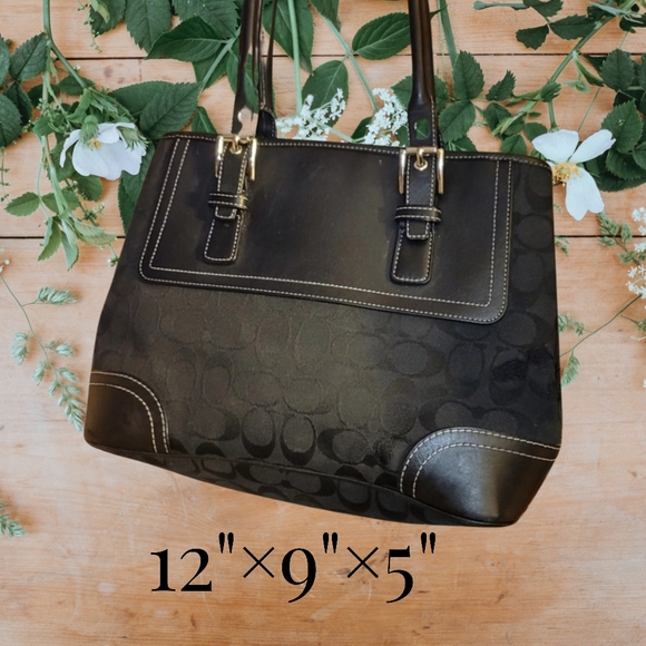COACH black sig shoulder bag - Picture 1 of 8